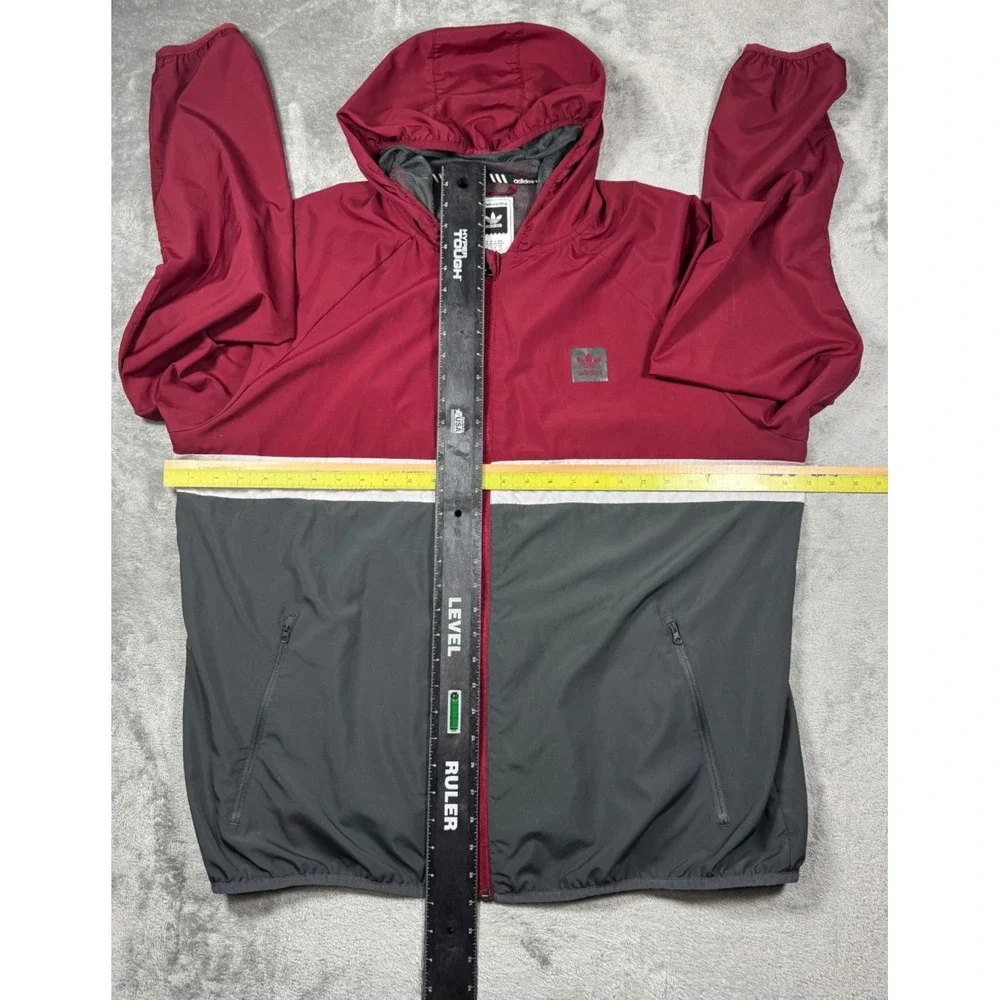 Adidas Trefoil Skateboarding Windbreaker Jacket Burgundy Grey Mens Sz 2XL S93500